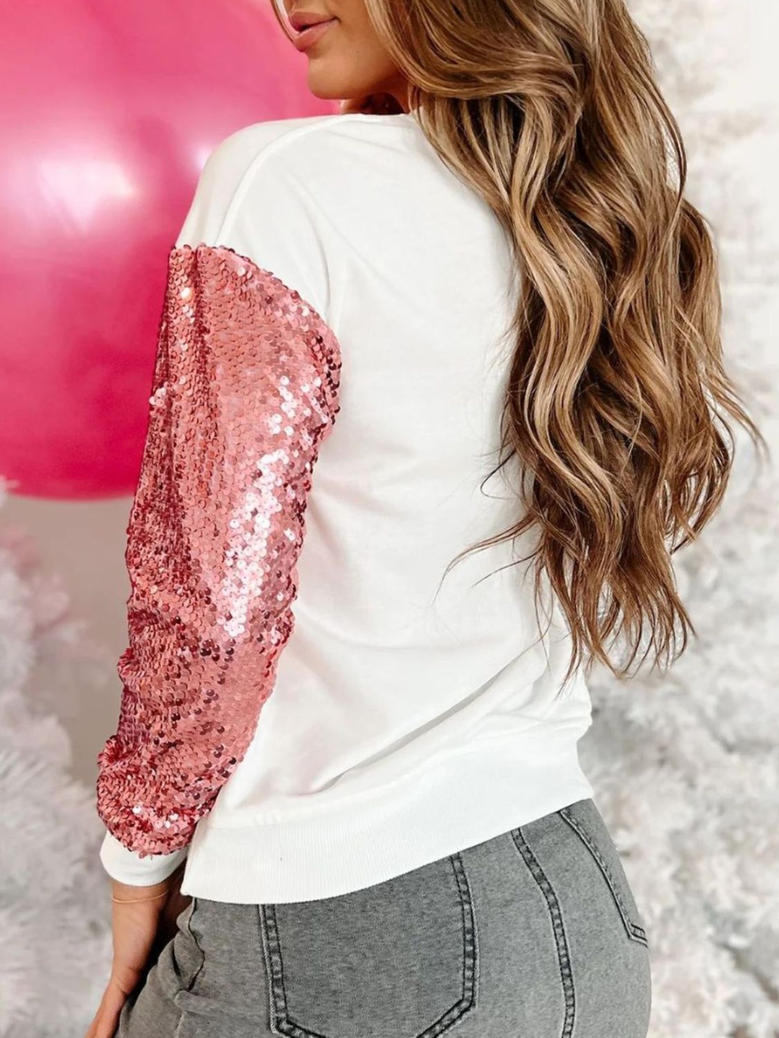 Sequin Nutcracker Round Neck Long Sleeve Sweatshirt