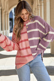 Striped Round Neck Long Sleeve Knit Top