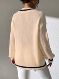 Contrast Trim V-Neck Long Sleeve Sweater