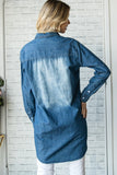 Veveret Pocketed Button Up Washed Denim Shirt