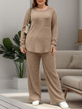 Round Neck Long Sleeve Top and Pants Set