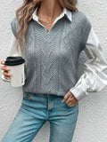 Openwork V-Neck Sweater Vest