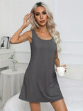 Full Size Scoop Neck Wide Strap Mini Dress