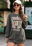 Letter Graphic Round Neck Long Sleeve Sweatshirt