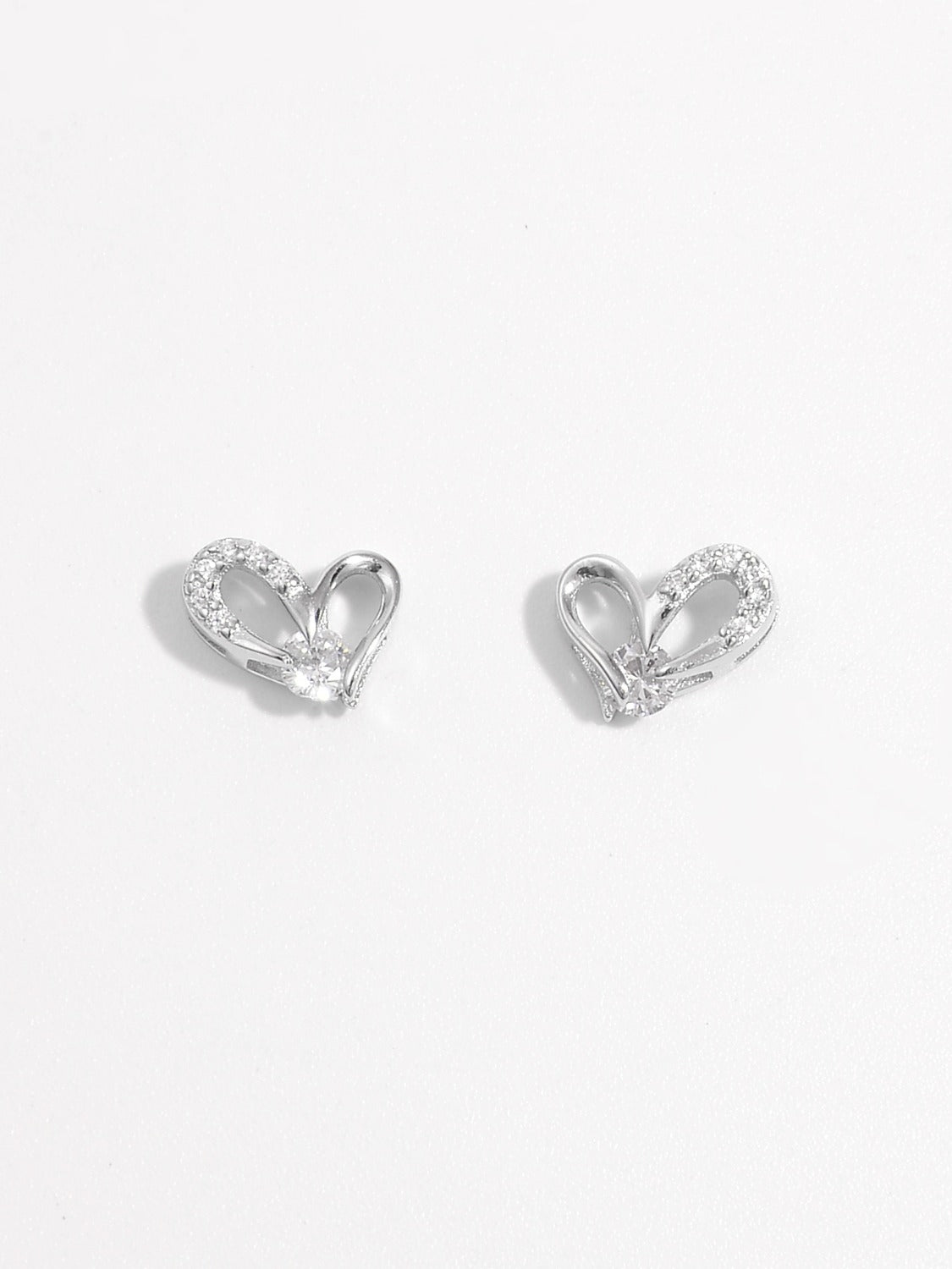 925 Sterling Silver Inlaid Zircon Heart Earrings