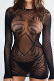 Yelete Diamond Net Long Sleeve Fishnet Dress