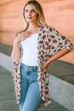 Printed Open Front Half Sleeve Cardigan