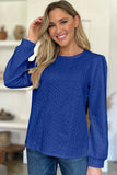 Textured Round Neck Long Sleeve Sweatshirt