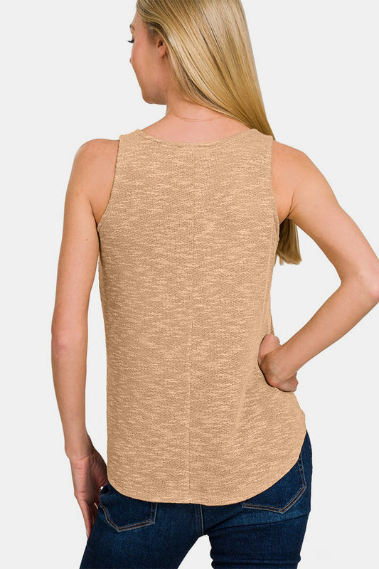 Zenana V-Neck Curved Hem Tank