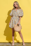 And The Why Full Size Floral Surplice Puff Sleeve Dress