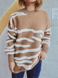 Contrast Round Neck Long Sleeve Sweater