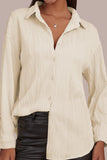 Texture Collared Neck Button Down Long Sleeve Shirt