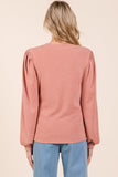 Mittoshop Round Neck Long Sleeve Rib Knit Top