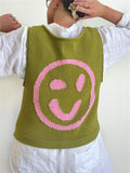 Smiley Round Neck Sweater Vest