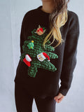 Christmas Tree Round Neck Long Sleeve Sweater