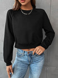 Perfee Raglan Sleeve Round Neck Cropped Sweatshirt