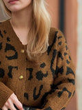 Leopard V-Neck Button Up Cardigan