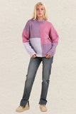 VERY J Color Block Mock Neck Drop Shoulder Sweater