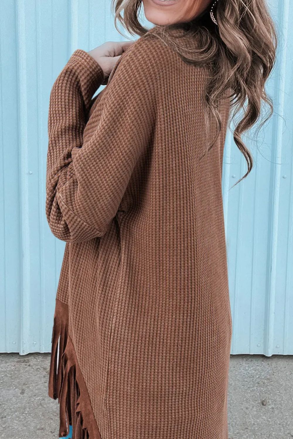 Fringe Round Neck Long Sleeve Top