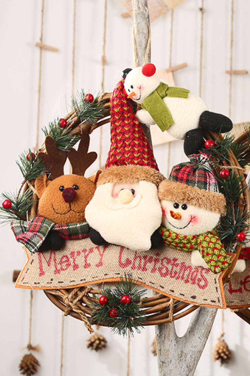 Christmas Element Rattan Wreath Ornaments