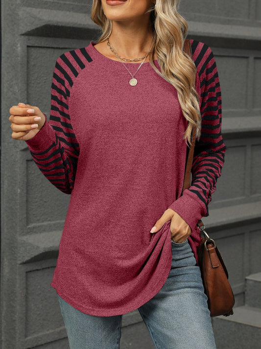 Striped Round Neck Long Sleeve T-Shirt