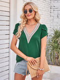 V-Neck Petal Sleeve Blouse