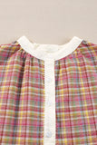 Plaid Half Button Long Sleeve Blouse