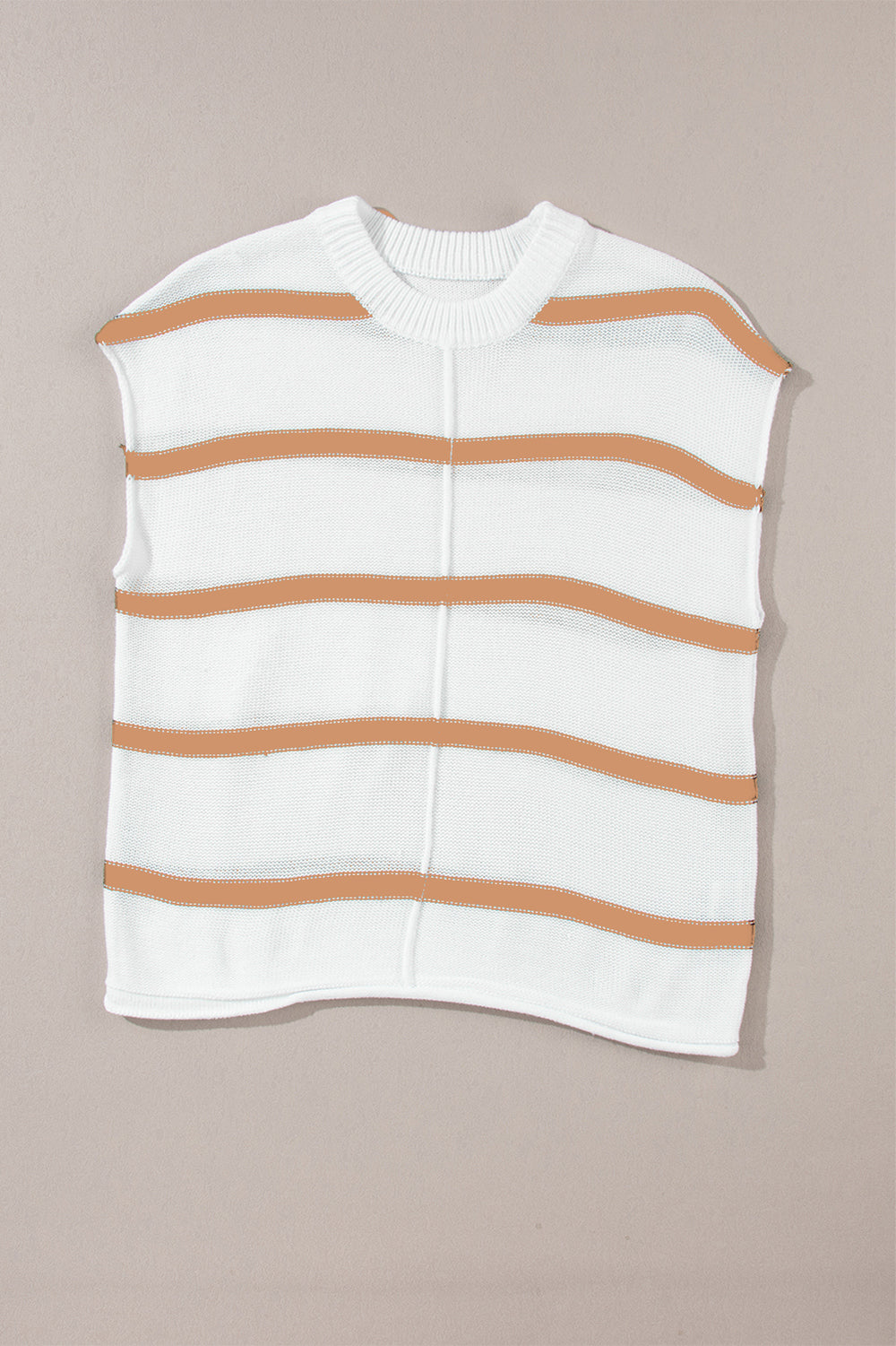 Striped Round Neck Cap Sleeve Sweater