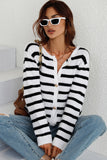 Striped Button Down Long Sleeve Cardigan