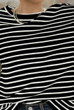 Striped Round Neck Dropped Shoulder Top