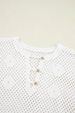 Openwork Notched Long Sleeve Knit Cover Up