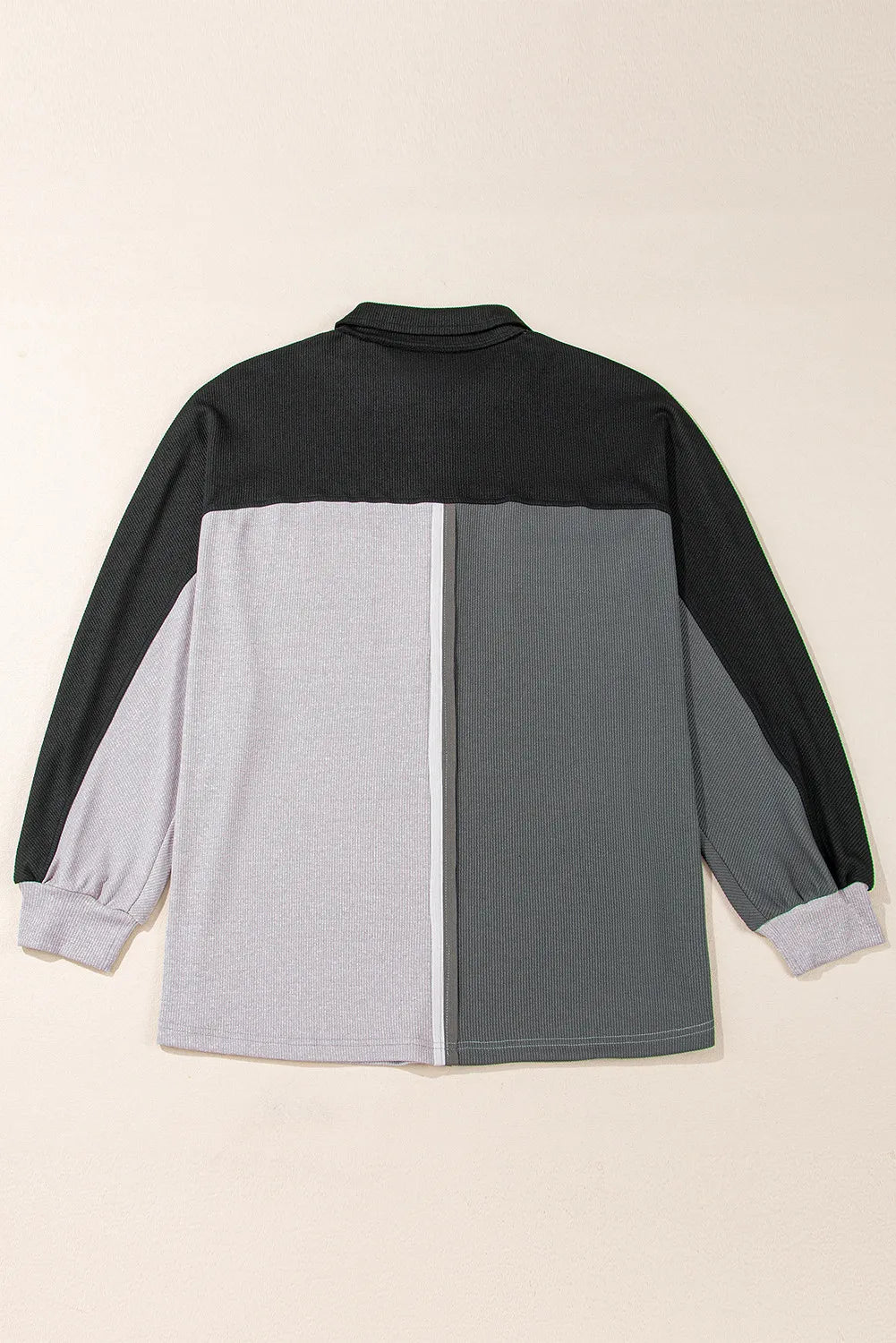 Pocketed Contrast Long Sleeve Sweatshirt