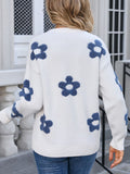 Angel Wings Flower Round Neck Long Sleeve Sweater