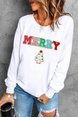 MERRY Round Neck Long Sleeve Sweatshirt