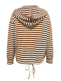 Drawstring Striped Long Sleeve Hoodie