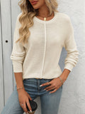 Mandy Round Neck Dropped Shoulder Knit Top