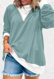 Contrast Round Neck Long Sleeve Sweatshirt