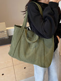 Corduroy Solid Large Tote Bag