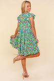 Haptics Frilled Mock Neck Ditsy Floral Dress