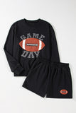 GAME DAY Football Round Neck Long Sleeve Top and Shorts Set