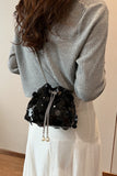 Drawstring Sequin Crossbody Bag