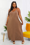 Full Size Beach Vibes Cami Maxi Dress in Mocha