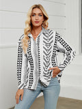 Geometric Collared Neck Long Sleeve Shirt