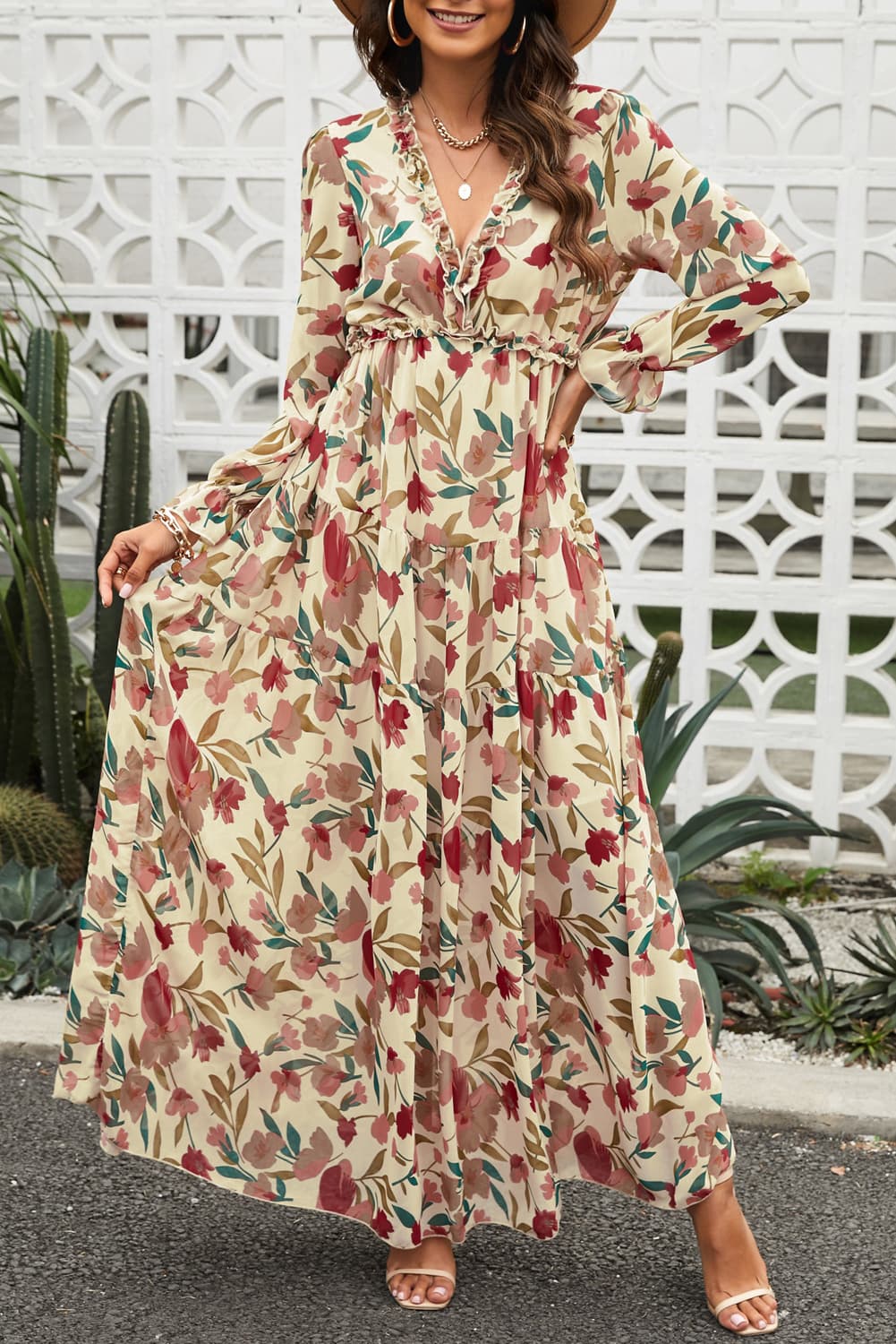 Floral Flounce Maxi Dress