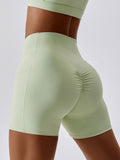Ruched Pocketed High Waist Active Shorts