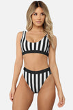 Striped Tank High Waist Bikini