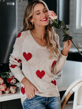 Heart Scoop Neck Long Sleeve Sweater