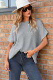 Slit Round Neck Short Sleeve Knit Top