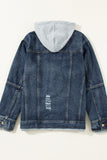 Fake Two-Piece Hooded Zip-Up Denim Jacket