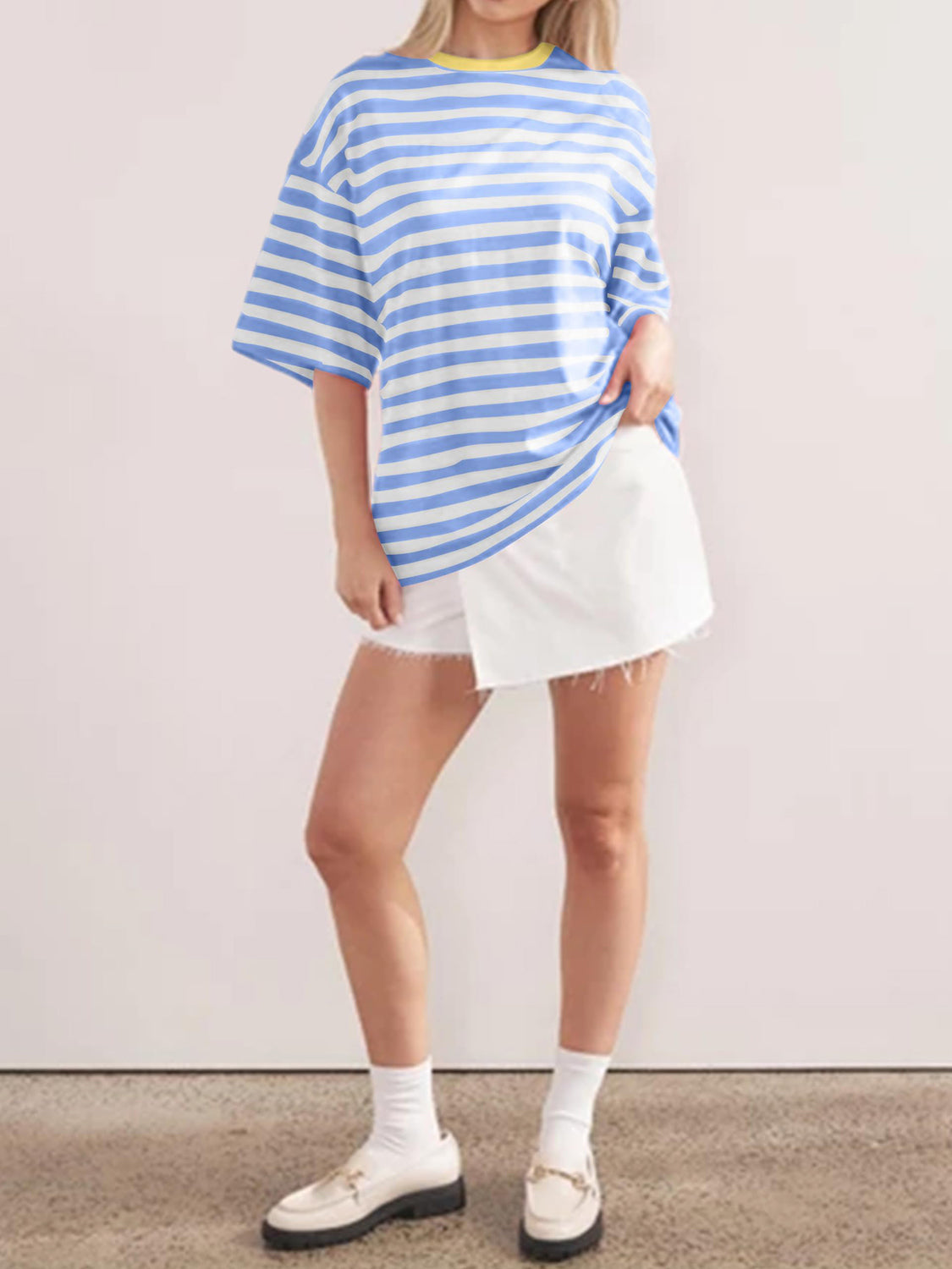 Striped Round Neck Half Sleeve T-Shirt